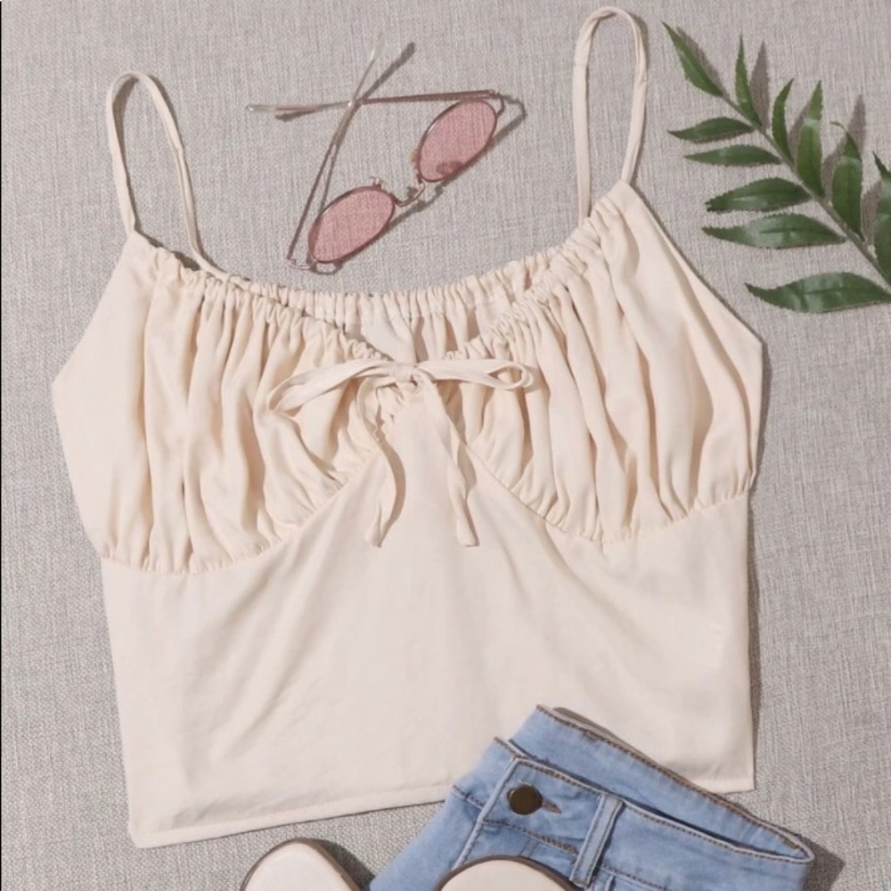NEW Shein Knot Front Shirred Tank Top